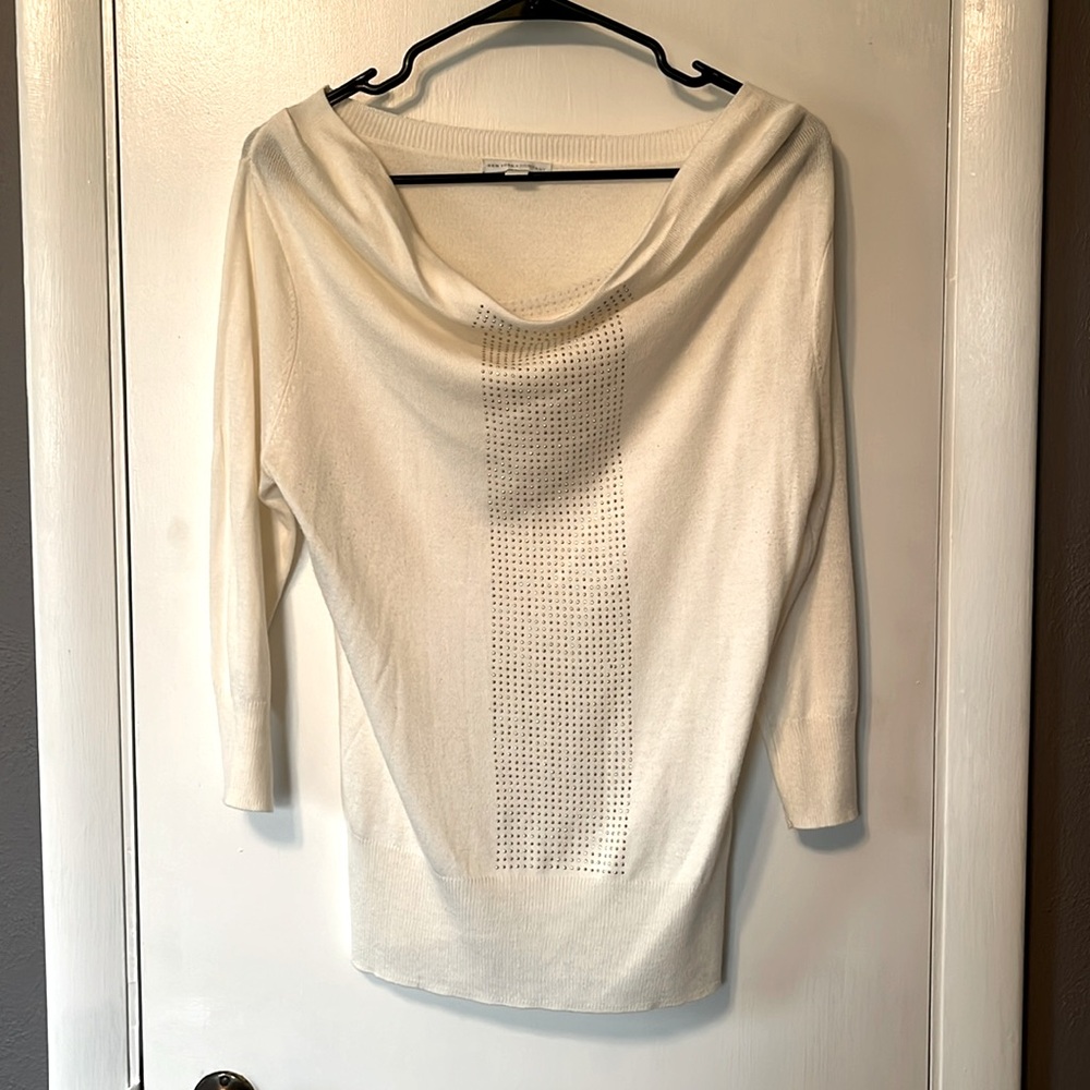 White NY&Co gold embellished sweater
